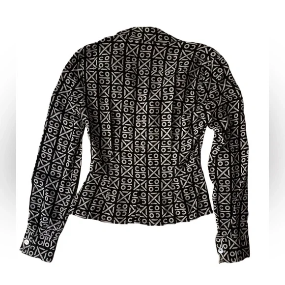 Chanel Coco Printed Logo Silk Blouse Button Down- Small - Picture 2 of 7